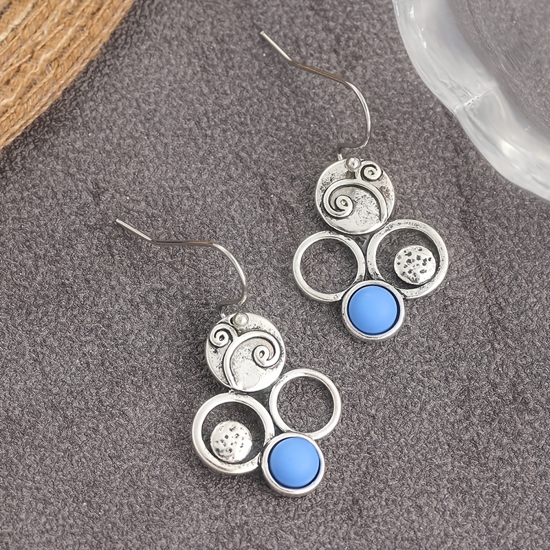 Creative Retro Geometric Silvery Color Earrings, Ethnic Style
